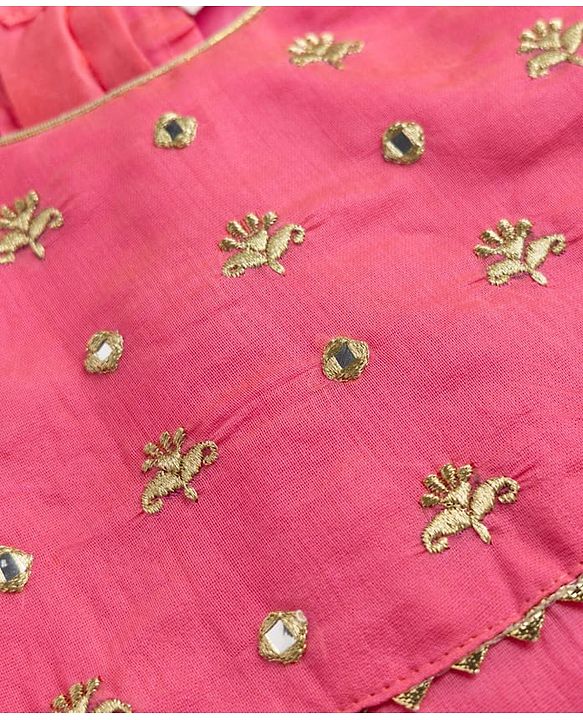 Babyhug Woven Georgette Three Fourth Sleeves Embroidered Kurti Sharara and Dupatta Set - Dark Pink