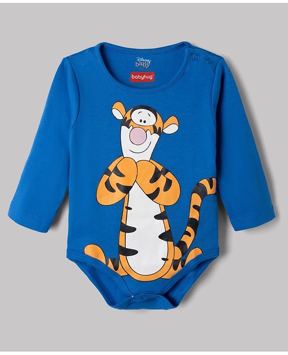 Babyhug Disney Interlock Knit Full Sleeves Onesies With Animal Print & Winnie The Pooh Graphic Pack of 3 - Yellow, White & Blue