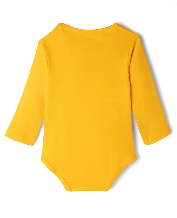 Babyhug Disney Interlock Knit Full Sleeves Onesie With Cap and Lion King Graphic - Yellow