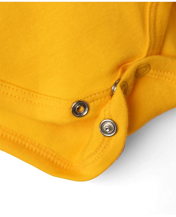 Babyhug Disney Interlock Knit Full Sleeves Onesie With Cap and Lion King Graphic - Yellow