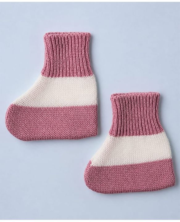 Babyhug Knit Full Sleeves Colour Block Design Sweater Set with Cap & Booties - Peach