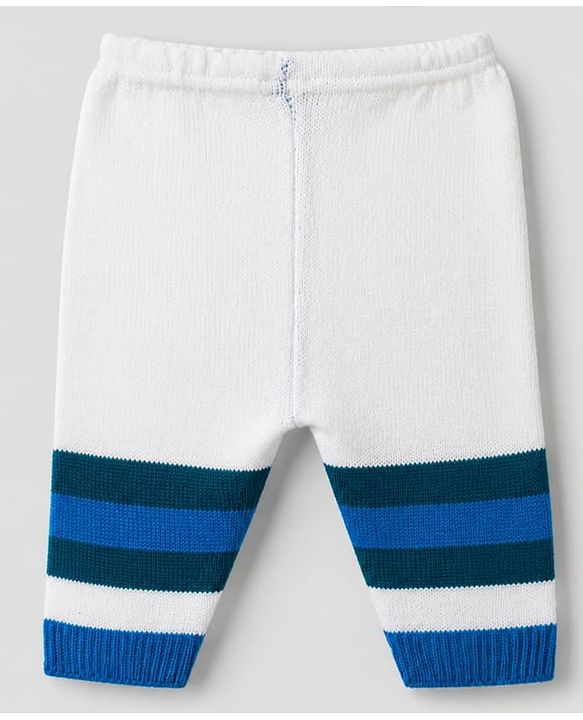Babyhug Knit Full Sleeves Sweater Set With Cap Booties & Stripes Design - White