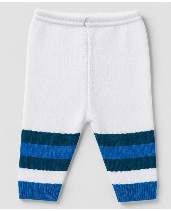 Babyhug Knit Full Sleeves Sweater Set With Cap Booties & Stripes Design - White