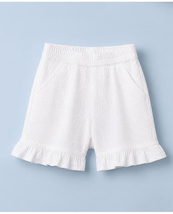 Babyhug 100% Cotton Woven Sleeveless Top and Shorts Set With Bow Applique - White