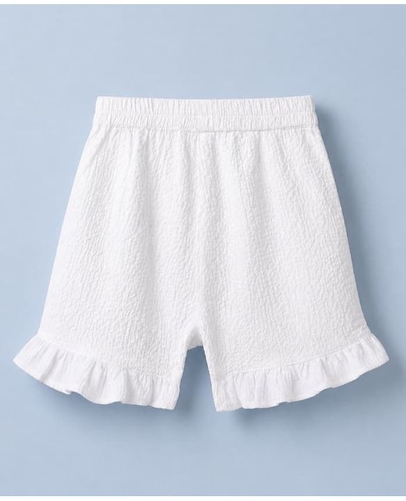 Babyhug 100% Cotton Woven Sleeveless Top and Shorts Set With Bow Applique - White