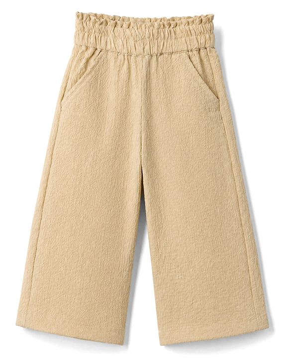 Babyhug Cotton Woven Sleeveless Top & Palazzo Set - Cream