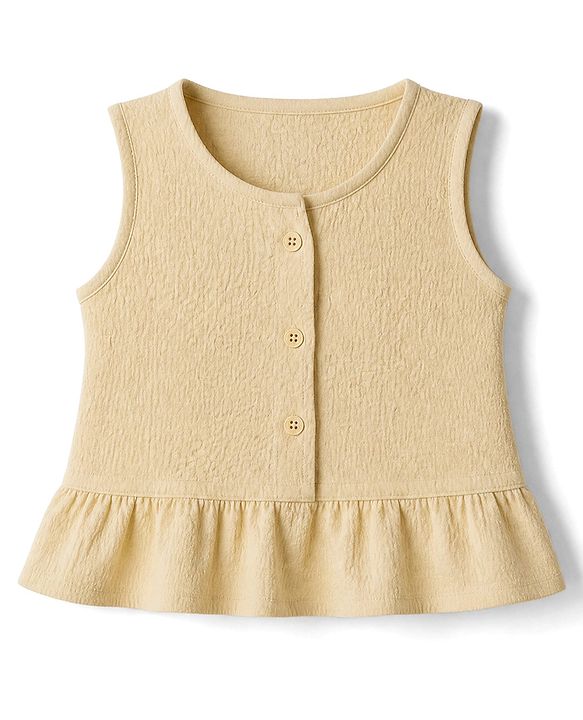 Babyhug Cotton Woven Sleeveless Top & Palazzo Set - Cream