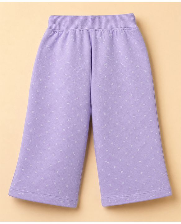 Babyhug 100% Cotton Terry Knit Full Sleeves Jacket With Inner Tee & Pant Set with Cat Print - Purple
