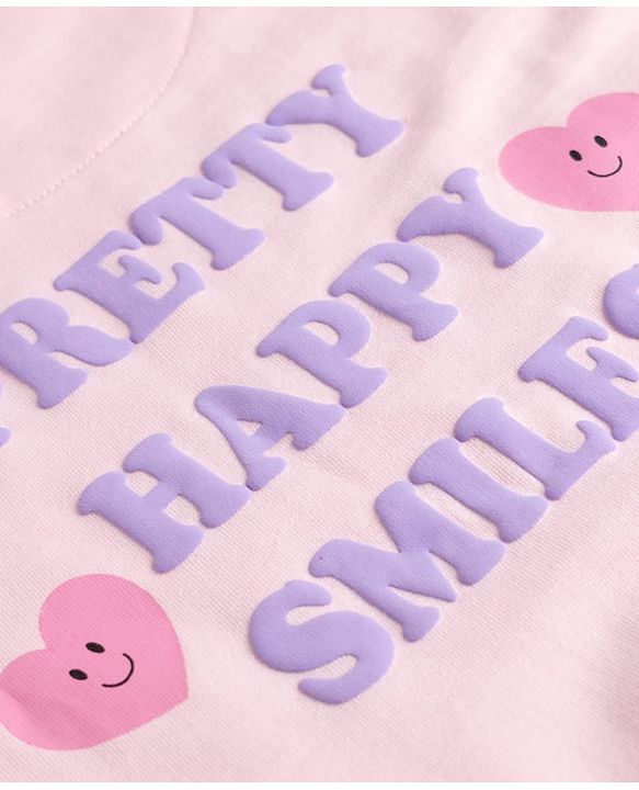 Babyhug 100% Cotton Terry Knit Full Sleeves Top & Pant Set With Text Print - Pink