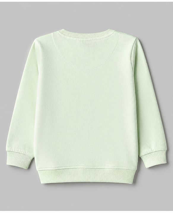 Babyhug Terry Knit Full Sleeves Top With Rabbit Patch & Pants Set - Light Green