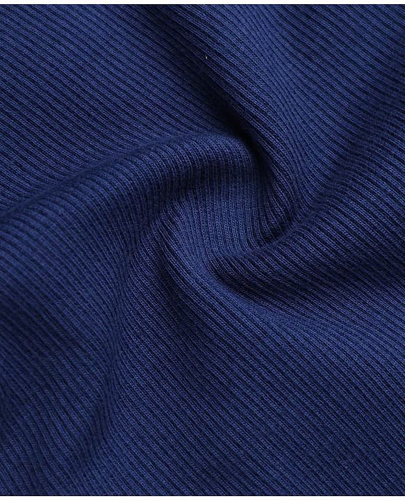 Babyhug Cotton Knit Full Sleeves Ribbed Skivi Winter T-Shirt - Navy Blue