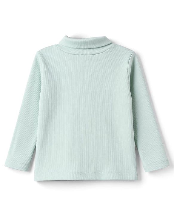 Babyhug Cotton Knit Ribbed Winter T-Shirt with Full Sleeves in Sea Green