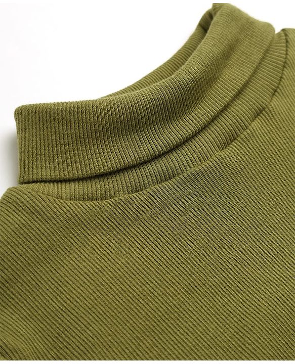 Babyhug Cotton Rib Knit Winter Wear T-Shirt with Full Sleeves - Olive Green