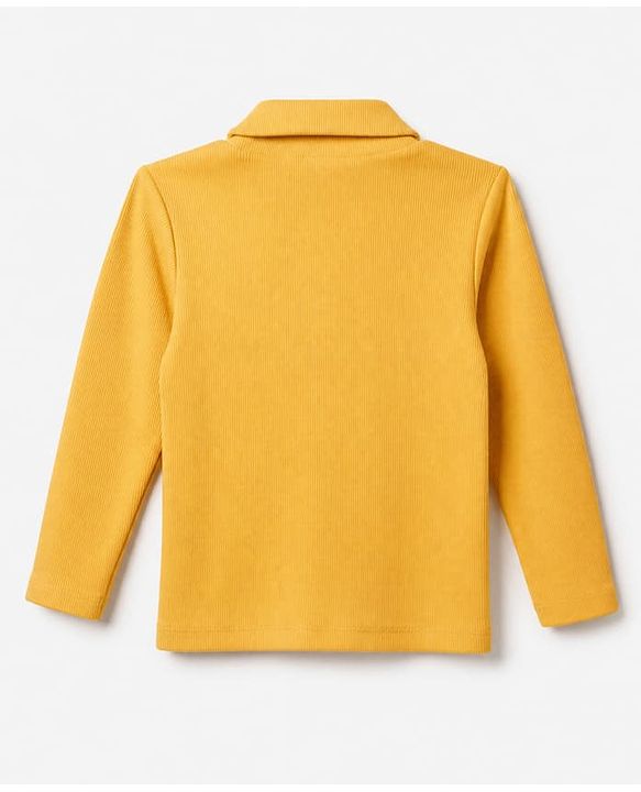 Babyhug Cotton Ribbed Knit Solid Winter T-Shirt with Full Sleeves in Yellow