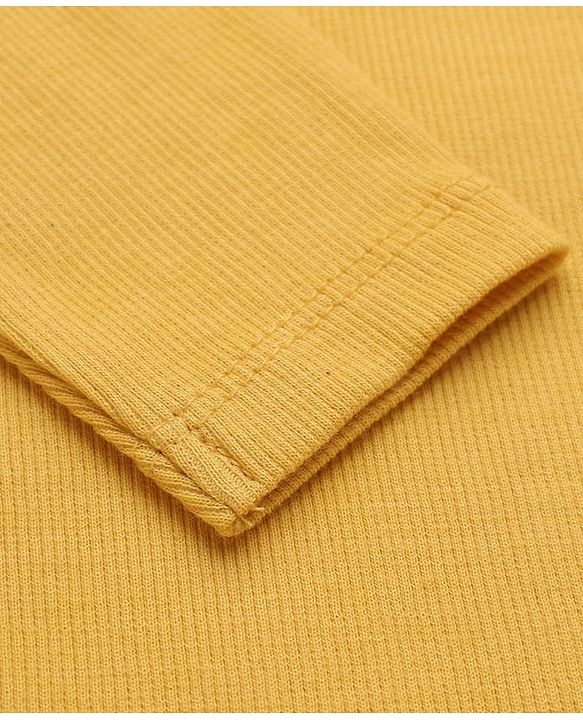 Babyhug Cotton Ribbed Knit Solid Winter T-Shirt with Full Sleeves in Yellow