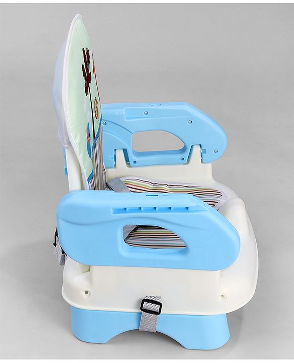 Babyhug Comfort Folding Booster Seat with 3 Point Safety Harness - Blue| Adjustable Height| Removable Food Tray| Foldable Design| Washable Seat Cover
