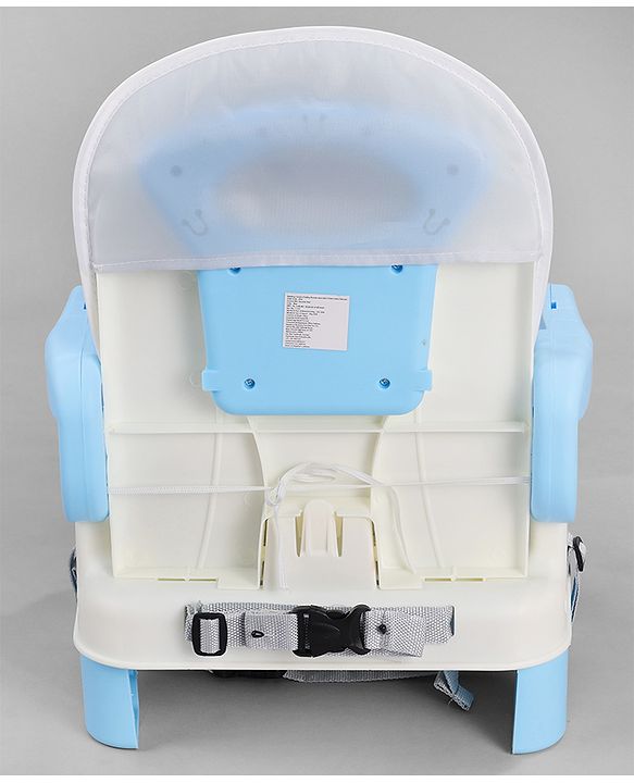 Babyhug Comfort Folding Booster Seat with 3 Point Safety Harness - Blue| Adjustable Height| Removable Food Tray| Foldable Design| Washable Seat Cover
