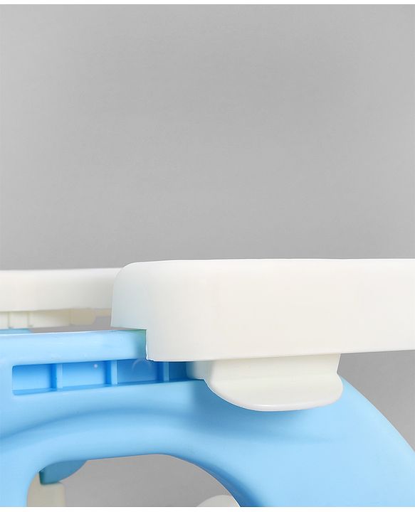 Babyhug Comfort Folding Booster Seat with 3 Point Safety Harness - Blue| Adjustable Height| Removable Food Tray| Foldable Design| Washable Seat Cover