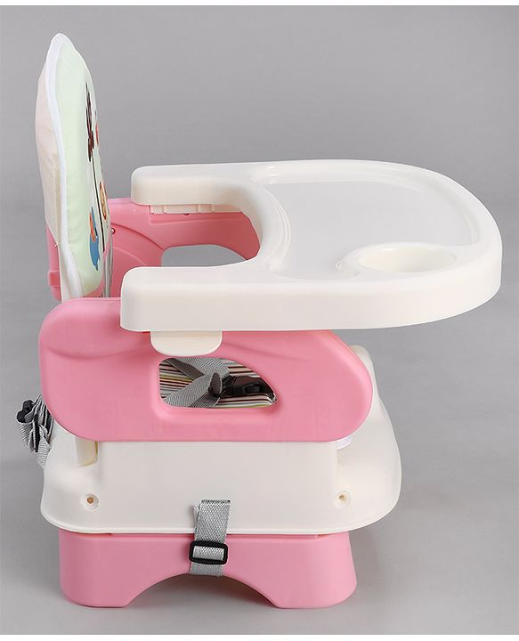 Babyhug Comfort Folding Booster Seat with 3 Point Safety Harness - Pink| Adjustable Height| Removable Food Tray| Foldable Design| Washable Seat Cover