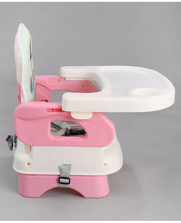 Babyhug Comfort Folding Booster Seat with 3 Point Safety Harness - Pink| Adjustable Height| Removable Food Tray| Foldable Design| Washable Seat Cover