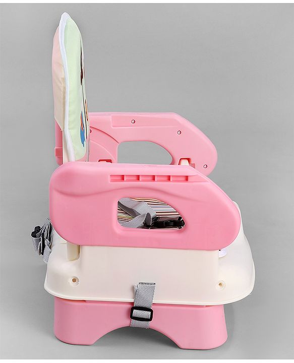 Babyhug Comfort Folding Booster Seat with 3 Point Safety Harness - Pink| Adjustable Height| Removable Food Tray| Foldable Design| Washable Seat Cover