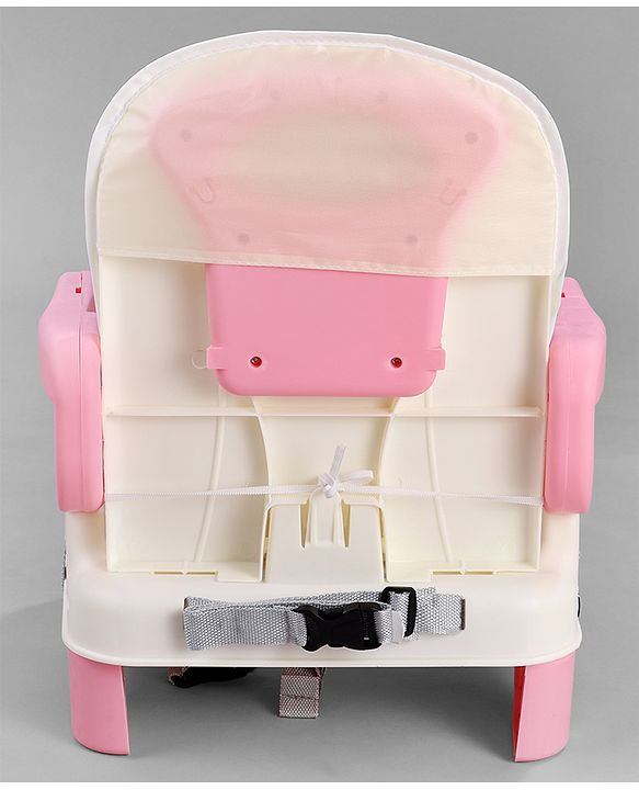 Babyhug Comfort Folding Booster Seat with 3 Point Safety Harness - Pink| Adjustable Height| Removable Food Tray| Foldable Design| Washable Seat Cover