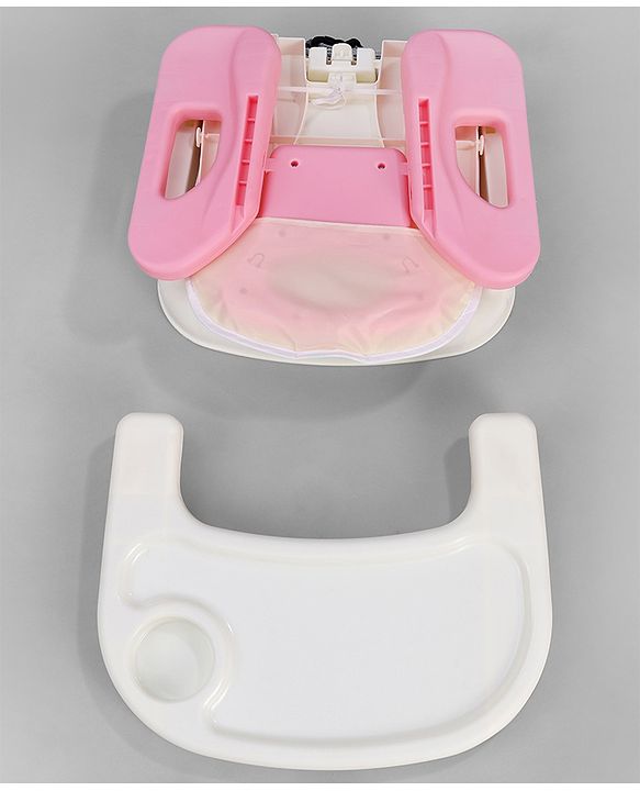 Babyhug Comfort Folding Booster Seat with 3 Point Safety Harness - Pink| Adjustable Height| Removable Food Tray| Foldable Design| Washable Seat Cover