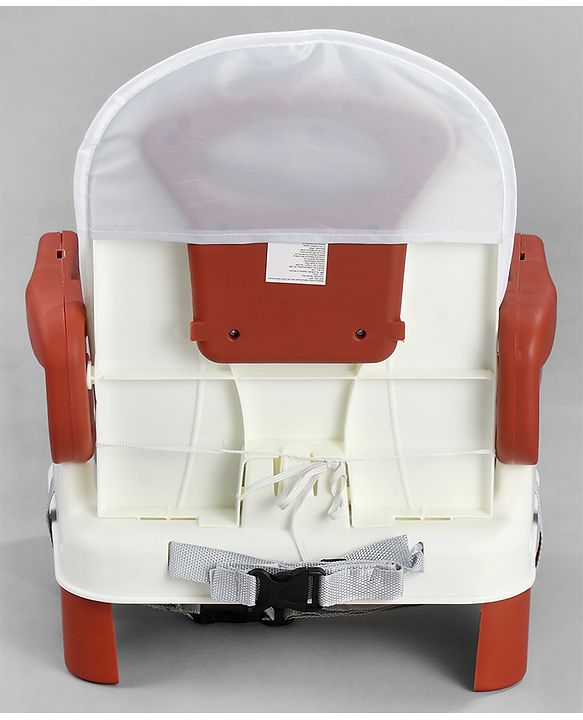Babyhug Comfort Folding Booster Seat with 3 Point Safety Harness - Brown| Adjustable Height| Removable Food Tray| Foldable Design| Washable Seat Cover