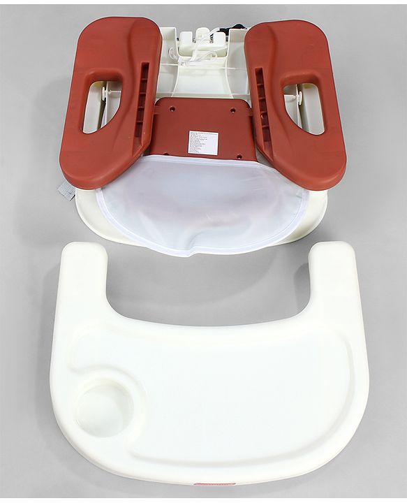 Babyhug Comfort Folding Booster Seat with 3 Point Safety Harness - Brown| Adjustable Height| Removable Food Tray| Foldable Design| Washable Seat Cover