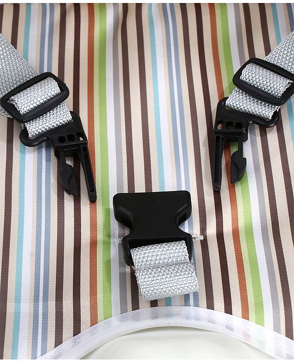 Babyhug Comfort Folding Booster Seat with 3 Point Safety Harness - Brown| Adjustable Height| Removable Food Tray| Foldable Design| Washable Seat Cover