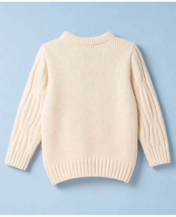 Babyhug Knit Full Sleeves Pullover With Cable Knit Design - Beige