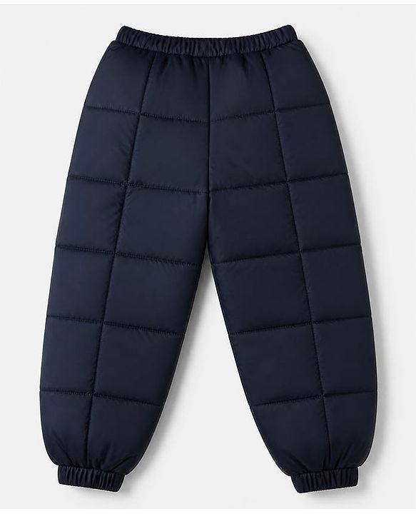 Babyhug Woven Full Sleeves Hooded Padded Quilted Winter Jacket and Pant with Dinosaur Print - White & Blue