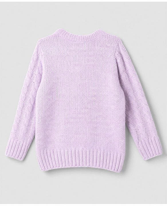 Babyhug Cable Knit Full Sleeves Pullover - Lavender