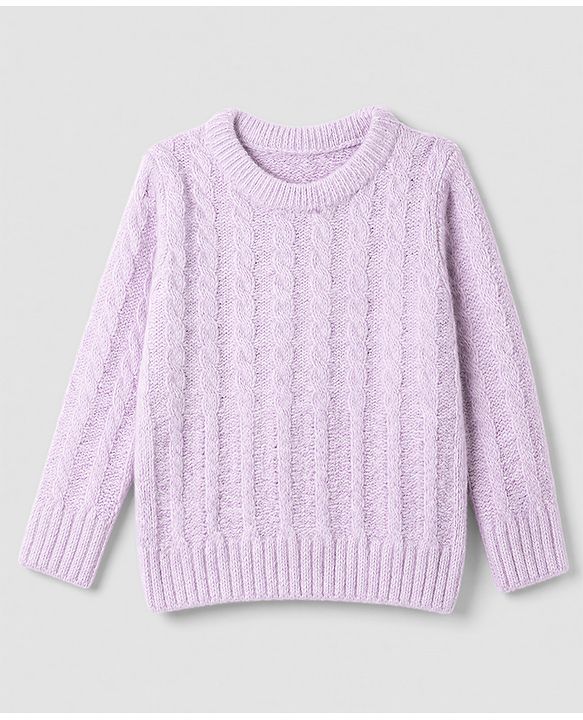 Babyhug Cable Knit Full Sleeves Pullover - Lavender