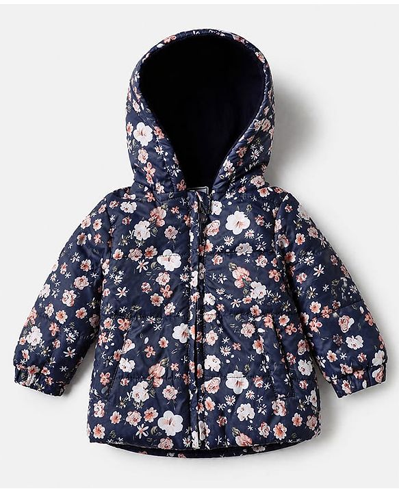 Babyhug Heavy Polyfill Winter Wear suit - Navy Blue 6-9M