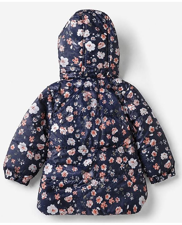 Babyhug Heavy Polyfill Winter Wear suit - Navy Blue 6-9M