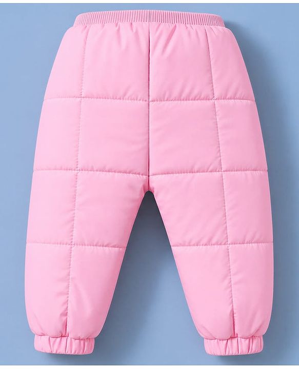 Babyhug Woven Heavy Polyfill Full Sleeves Bow Printed Winter Wear Suit - White & Pink