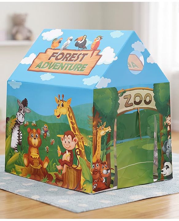 Babyhug Playtime Forest Adventure Tent House for Kids| Indoor & Outdoor Play| Imaginative Play| Spacious Play Area| Portable & Easy to Store| Gifting Option for 3 Years+ Boys & Girls| BIS Certified