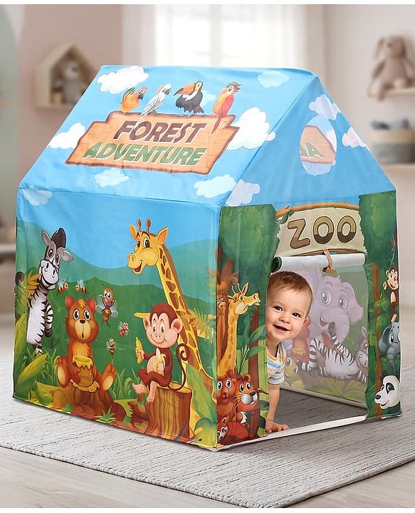 Babyhug Playtime Forest Adventure Tent House for Kids| Indoor & Outdoor Play| Imaginative Play| Spacious Play Area| Portable & Easy to Store| Gifting Option for 3 Years+ Boys & Girls| BIS Certified