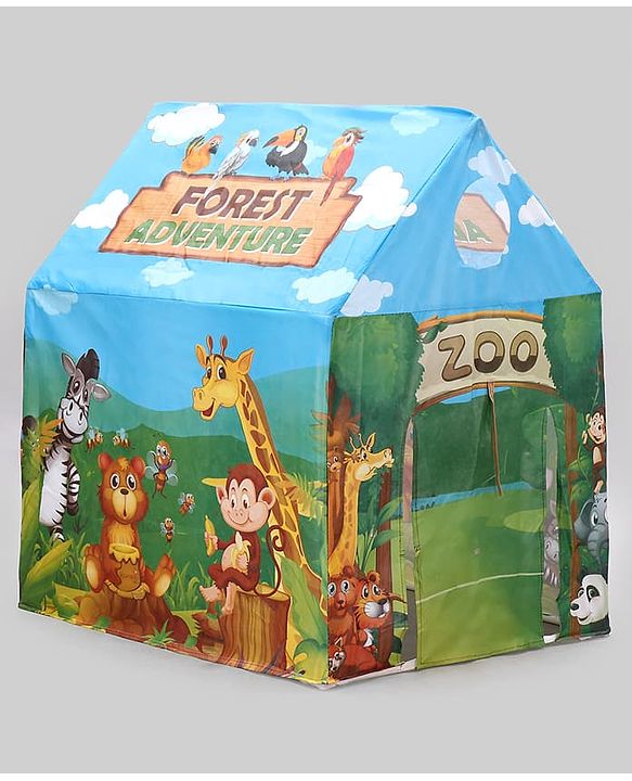 Babyhug Playtime Forest Adventure Tent House for Kids| Indoor & Outdoor Play| Imaginative Play| Spacious Play Area| Portable & Easy to Store| Gifting Option for 3 Years+ Boys & Girls| BIS Certified