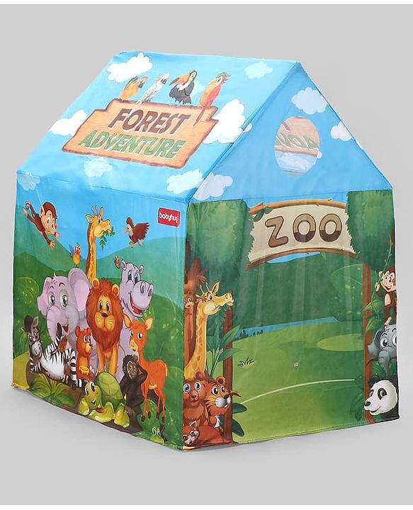 Babyhug Playtime Forest Adventure Tent House for Kids| Indoor & Outdoor Play| Imaginative Play| Spacious Play Area| Portable & Easy to Store| Gifting Option for 3 Years+ Boys & Girls| BIS Certified
