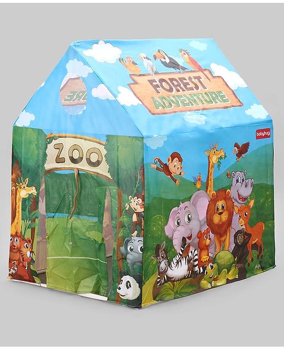 Babyhug Playtime Forest Adventure Tent House for Kids| Indoor & Outdoor Play| Imaginative Play| Spacious Play Area| Portable & Easy to Store| Gifting Option for 3 Years+ Boys & Girls| BIS Certified