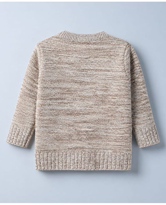 Babyhug Knit Pullover with Full Sleeves Fox Design With Sling Bag Applique in Beige