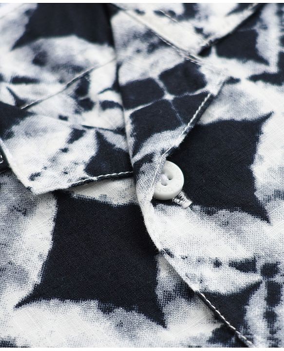Babyhug 100% Cotton Woven Half sleeves Geometric Printed Shirt - Navy Blue