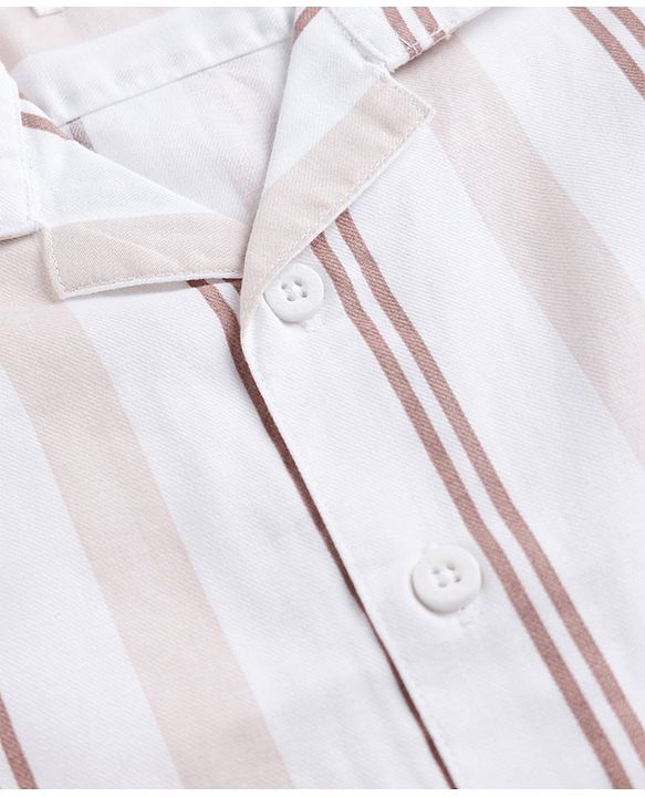 Babyhug 100% Cotton Woven Striped Shirt with Half Sleeves - White & Pink