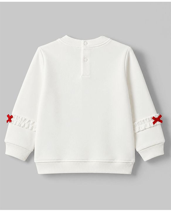 Babyhug 100% Cotton Single Jersey Knit Full Sleeves Top & Leggings Set with Heart Applique - White & Red