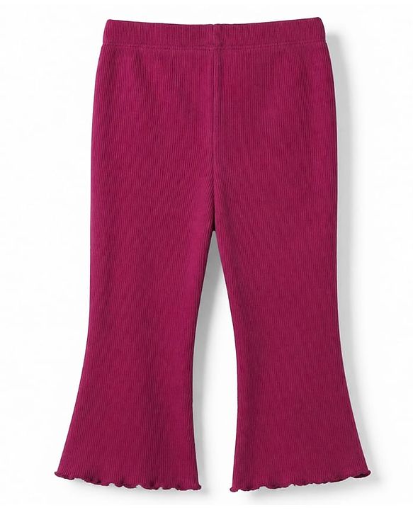 Babyhug 100% Cotton Knit Full Sleeves Top & Leggings Set With Heart Patch - Purple
