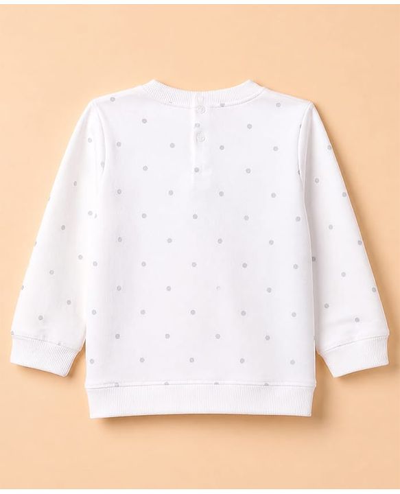 Babyhug 100% Cotton Knit Full Sleeves Top and Leggings with Penguin Reindeer Print and Bow & Polka Appliques - White & Red