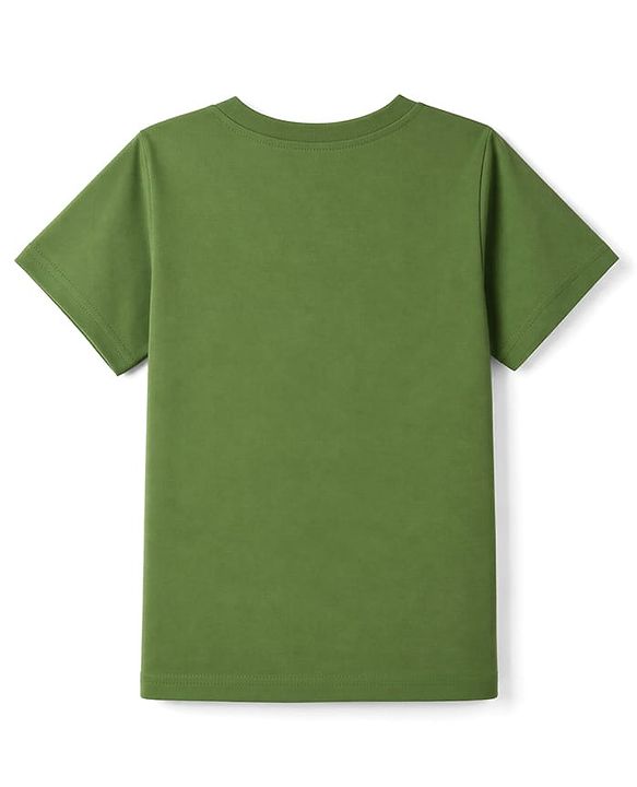 Pine Kids Cotton Knit Half Sleeves Co-Ords T-Shirt & Pyjama Night Suit with Typography & Mountain Print - Green