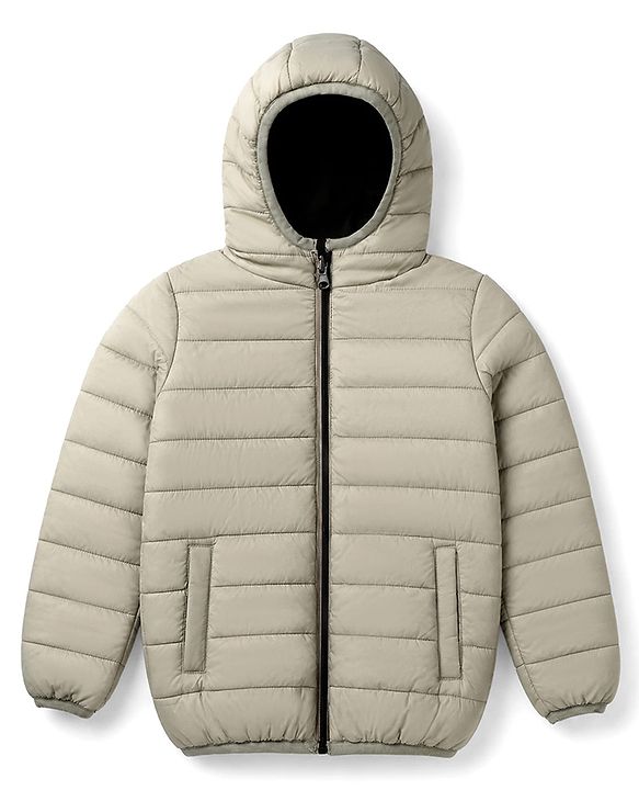 Pine Kids Woven Reversible Hooded Padded Winter Jacket with Full Sleeves - Light Green